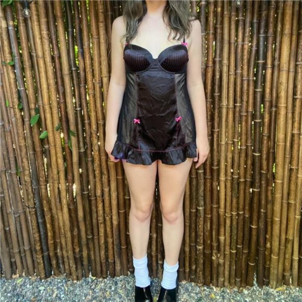Linea Donatella black and pink slip dress Large